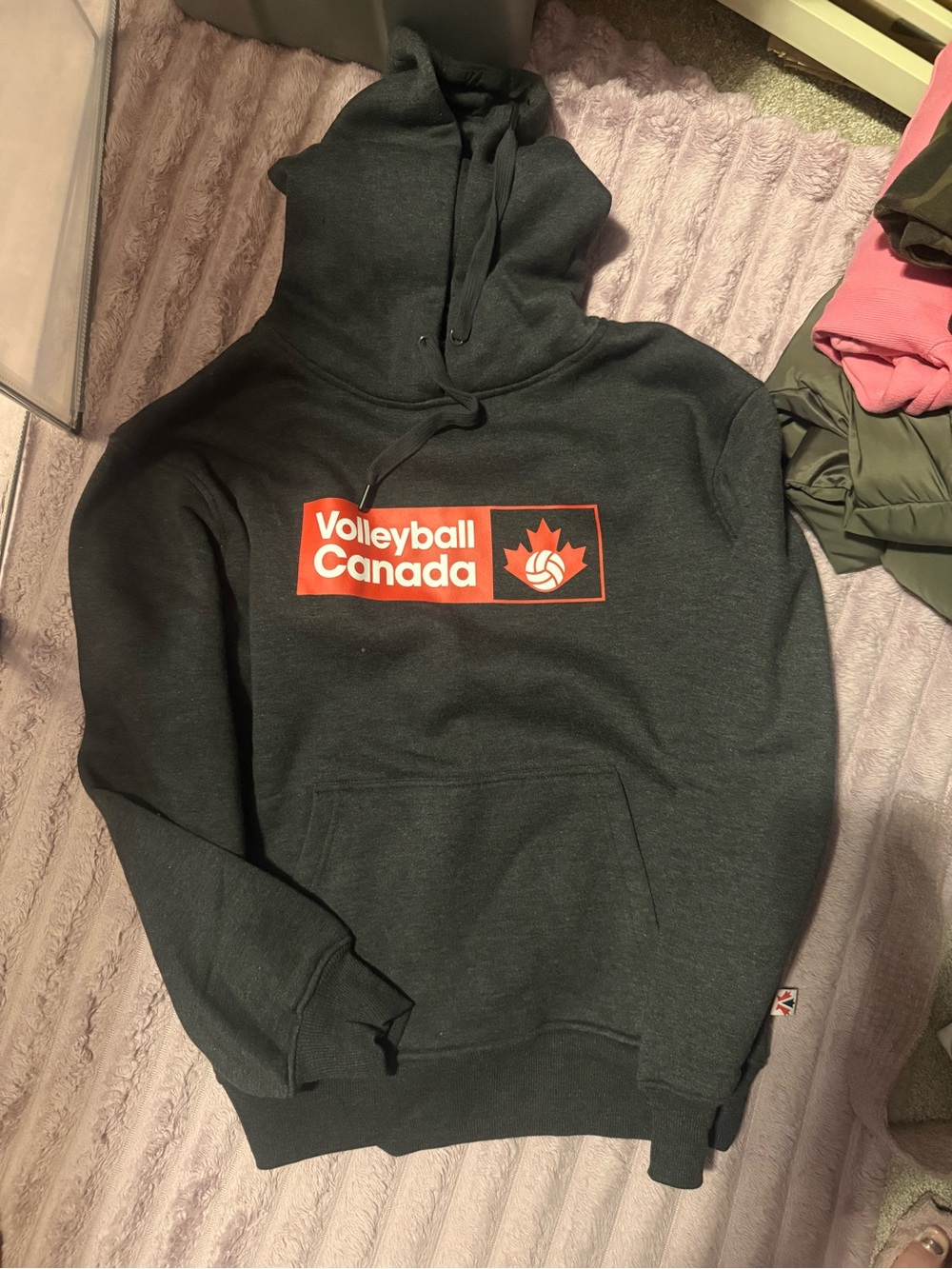 Volleyball Canada Hooded Sweatshirt - Dark Charcoal with Red Logo
